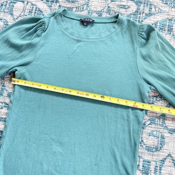 J.Crew‎ Vintage Women's Rib Puff-Sleeve Top Green - Size L - Picture 6 of 7